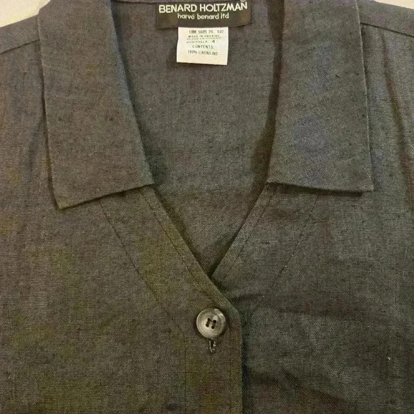 NWT Harve Benard 100% Linen Boho Long Sleeve Button Down Gray Size 4 - Picture 7 of 7